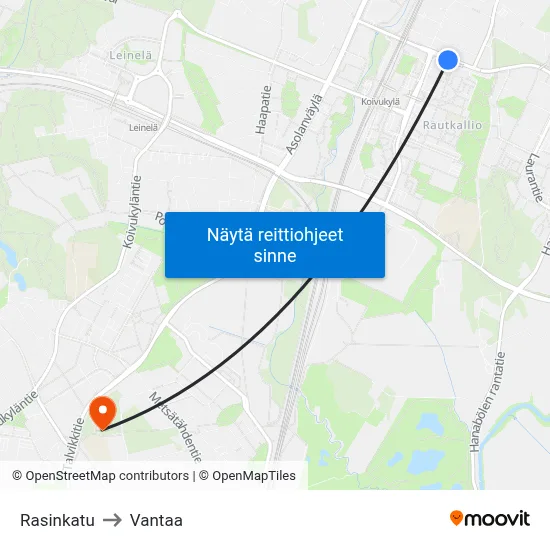 Rasinkatu to Vantaa map
