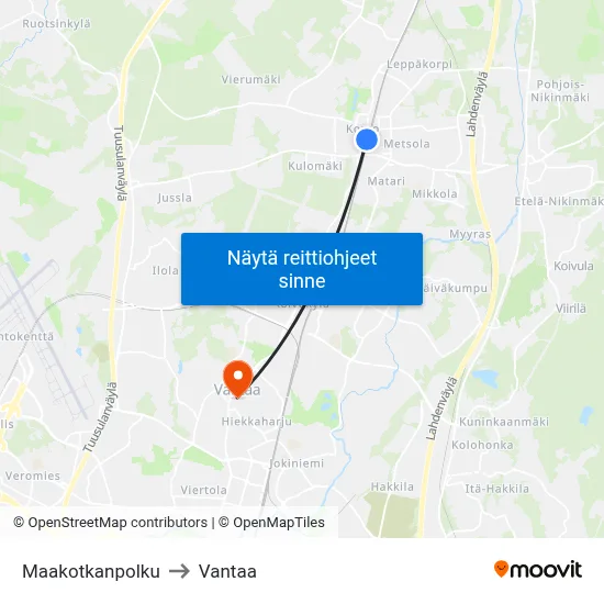 Maakotkanpolku to Vantaa map