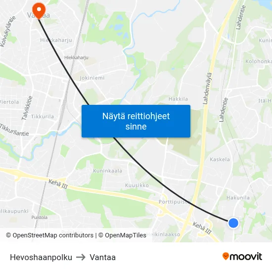 Hevoshaanpolku to Vantaa map