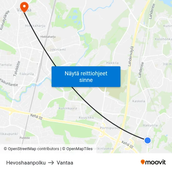Hevoshaanpolku to Vantaa map