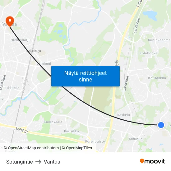 Sotungintie to Vantaa map