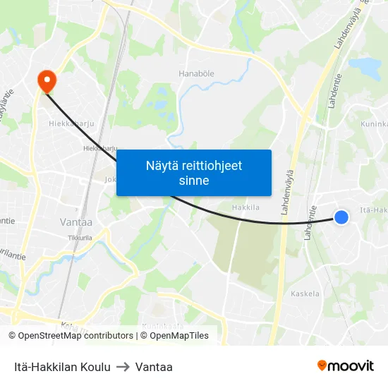 Itä-Hakkilan Koulu to Vantaa map