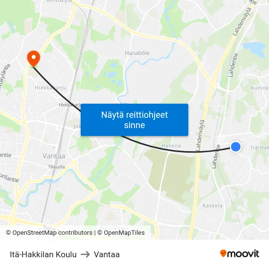 Itä-Hakkilan Koulu to Vantaa map