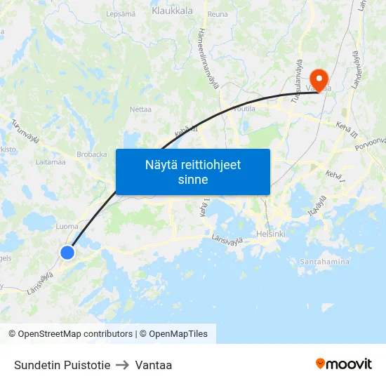 Sundetin Puistotie to Vantaa map