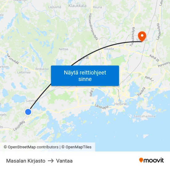 Masalan Kirjasto to Vantaa map