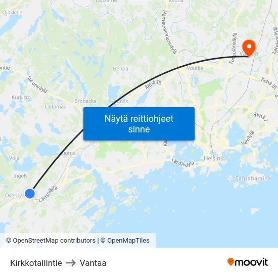 Kirkkotallintie to Vantaa map