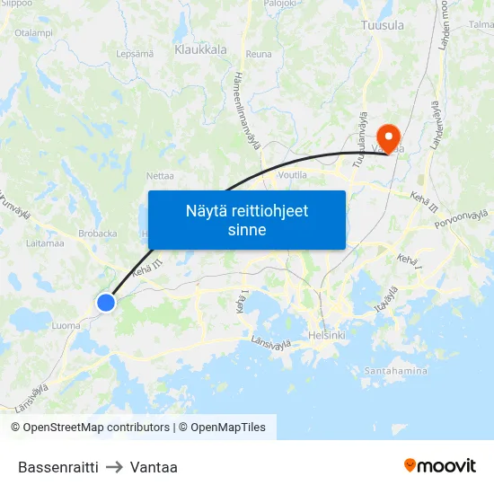 Bassenraitti to Vantaa map