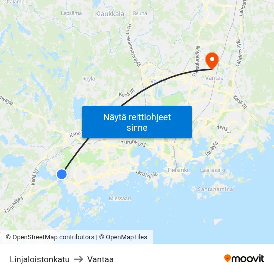Linjaloistonkatu to Vantaa map