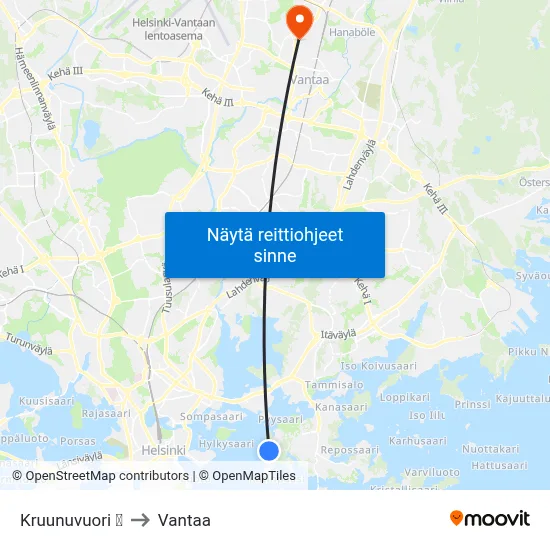 Kruunuvuori 🍽 to Vantaa map