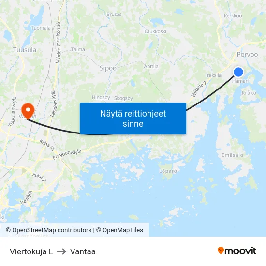 Viertokuja L to Vantaa map