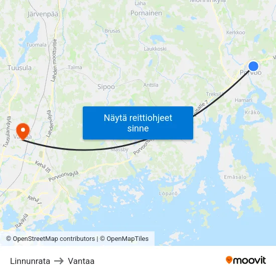 Linnunrata to Vantaa map