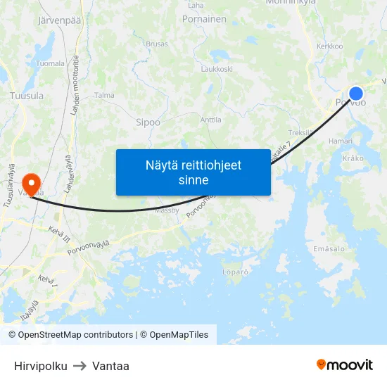 Hirvipolku to Vantaa map