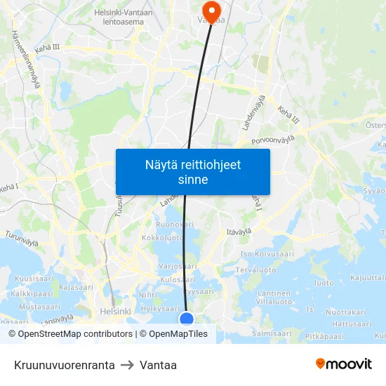Kruunuvuorenranta to Vantaa map