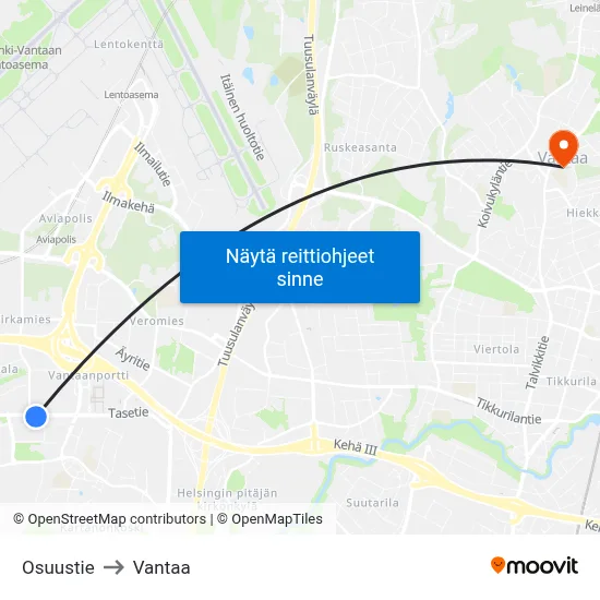 Osuustie to Vantaa map