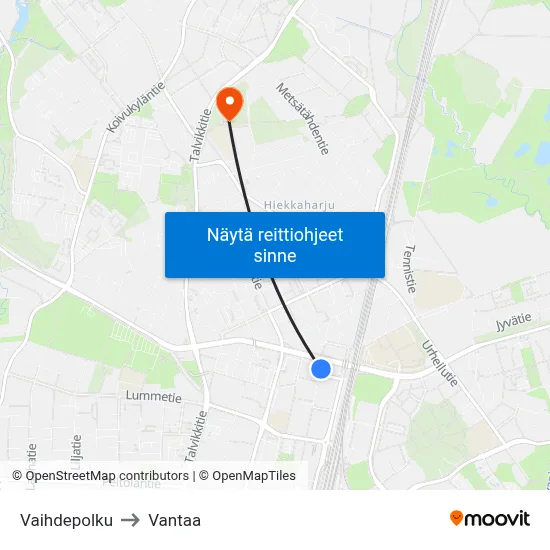 Vaihdepolku to Vantaa map