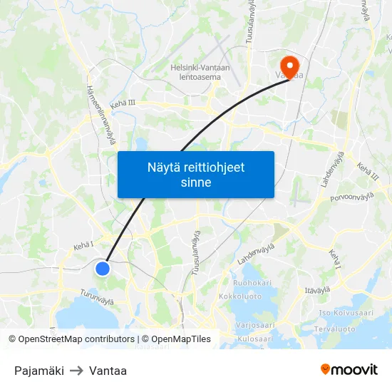 Pajamäki to Vantaa map
