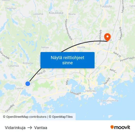 Vidarinkuja to Vantaa map