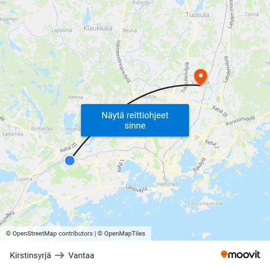 Kirstinsyrjä to Vantaa map