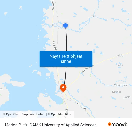 Marion P to OAMK University of Applied Sciences map