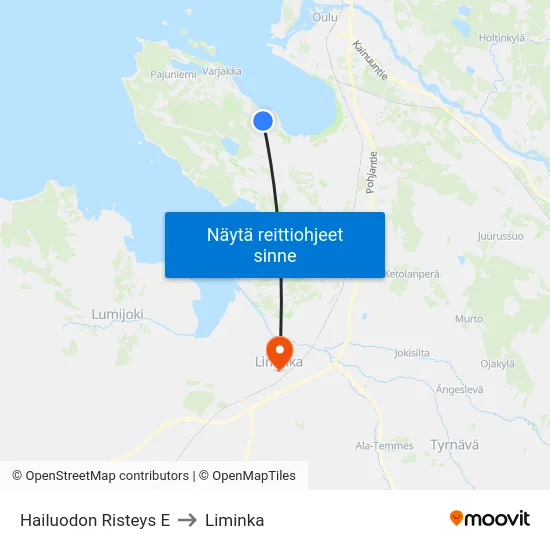 Hailuodon Risteys E to Liminka map