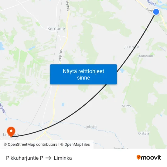 Pikkuharjuntie P to Liminka map