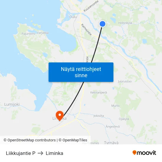 Liikkujantie P to Liminka map