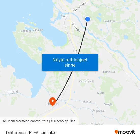 Tahtimarssi P to Liminka map