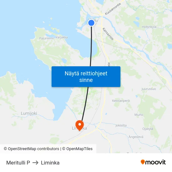 Meritulli P to Liminka map