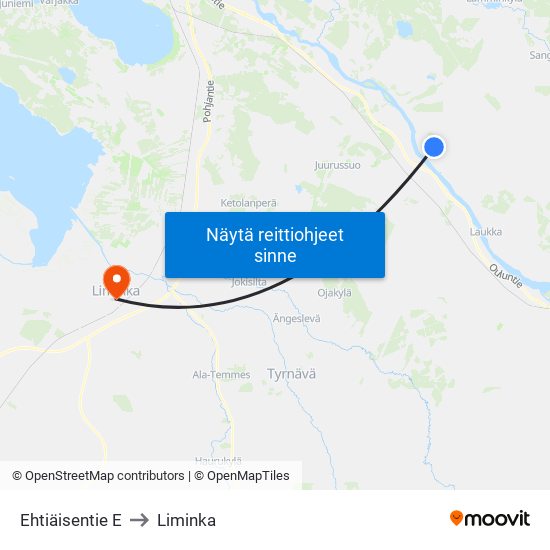 Ehtiäisentie E to Liminka map