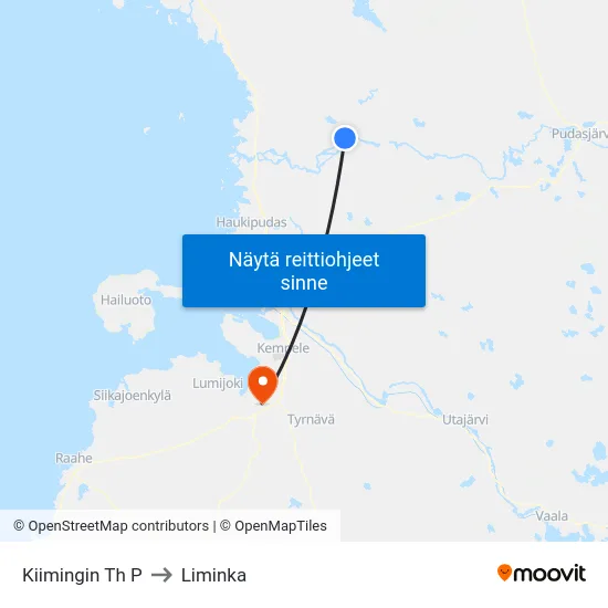 Kiimingin Th P to Liminka map