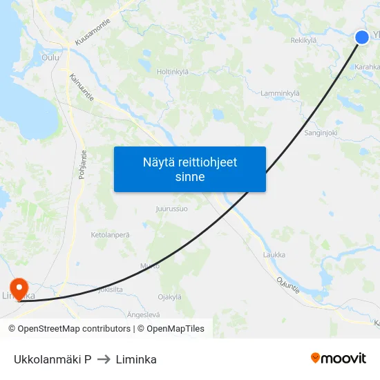 Ukkolanmäki P to Liminka map