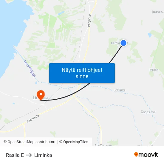 Rasila E to Liminka map