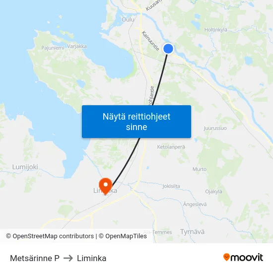 Metsärinne P to Liminka map