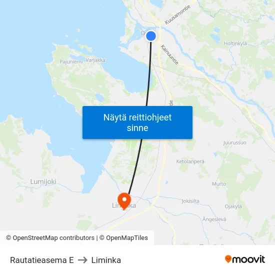 Rautatieasema E to Liminka map