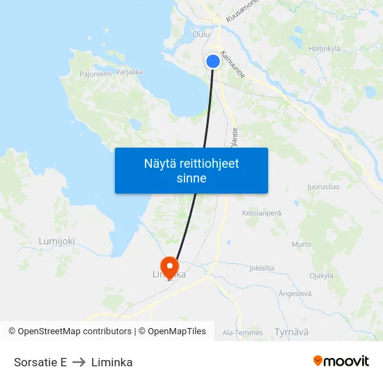Sorsatie E to Liminka map