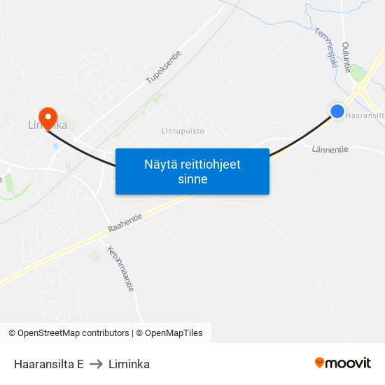 Haaransilta E to Liminka map