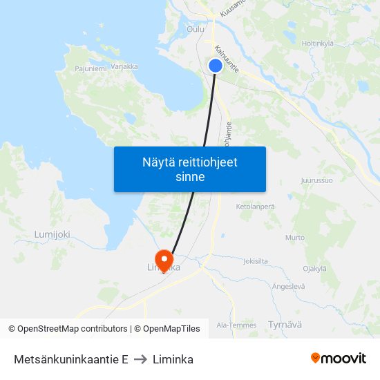Metsänkuninkaantie E to Liminka map