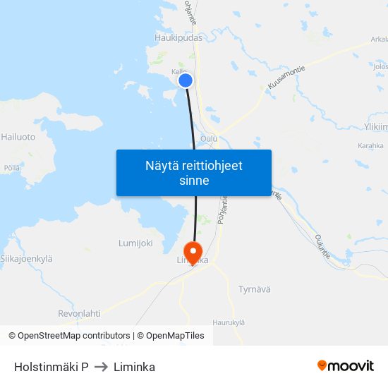 Holstinmäki P to Liminka map