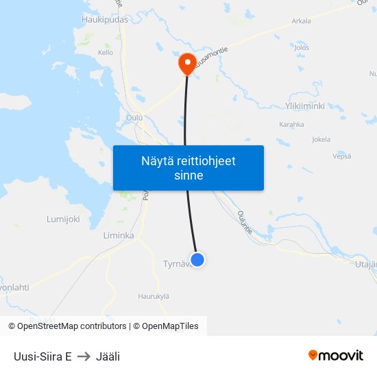 Uusi-Siira E to Jääli map