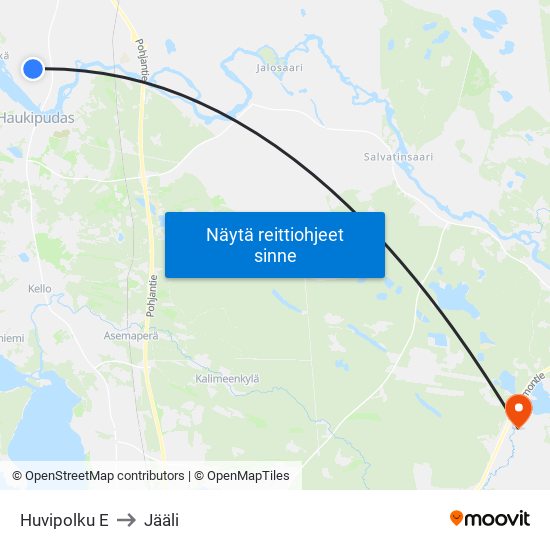 Huvipolku E to Jääli map