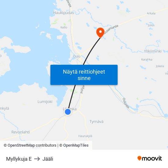 Myllykuja E to Jääli map