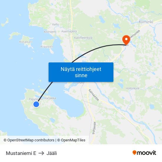 Mustaniemi E to Jääli map