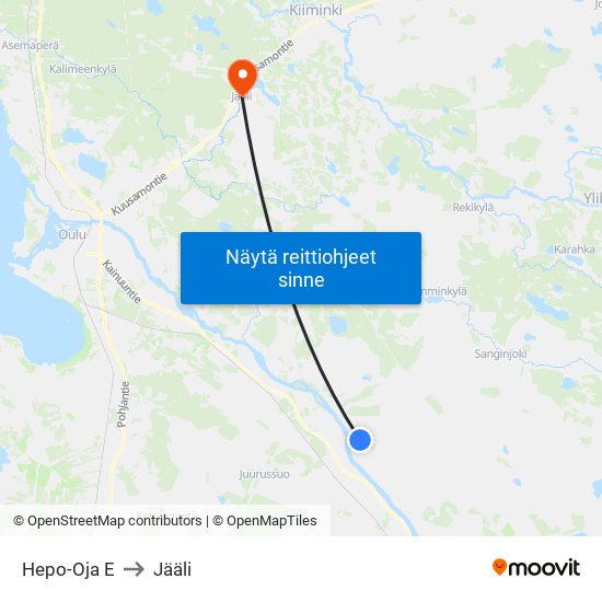 Hepo-Oja E to Jääli map