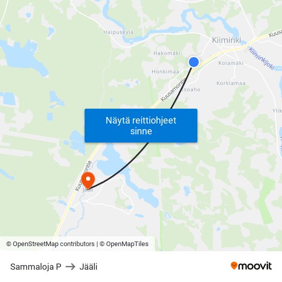 Sammaloja P to Jääli map