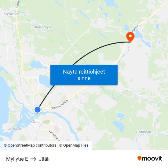 Myllytie E to Jääli map