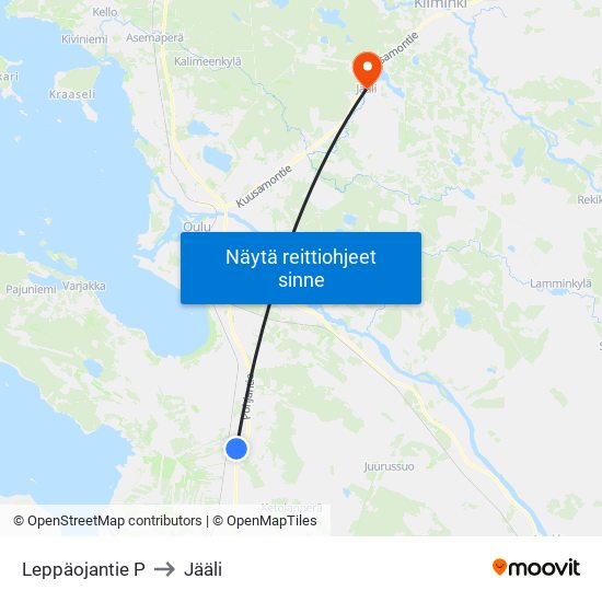 Leppäojantie P to Jääli map