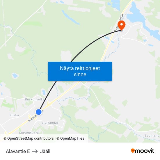 Alavantie E to Jääli map