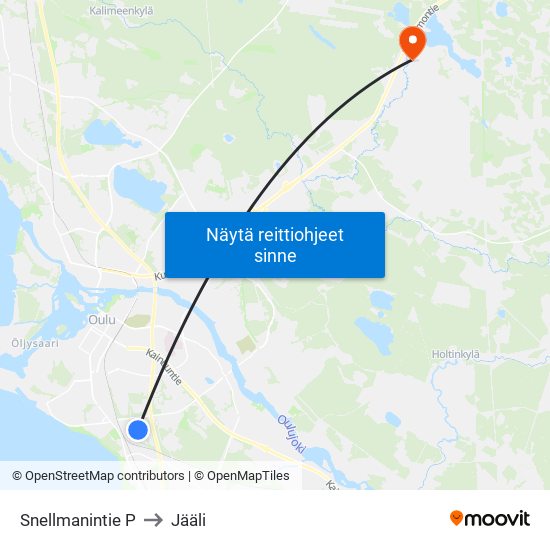 Snellmanintie P to Jääli map