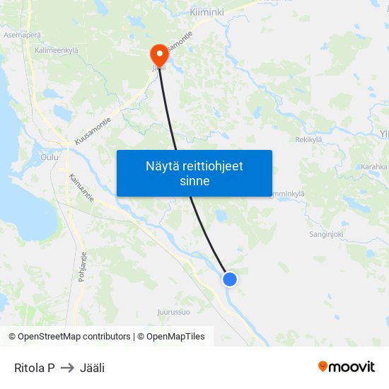 Ritola P to Jääli map