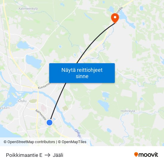 Poikkimaantie E to Jääli map